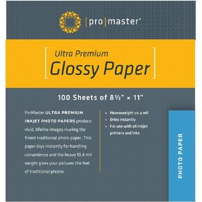 ProMaster Ultra Premium Glossy Paper - 8 1/2"x11" - 100 Sheets, (Model 1533)
