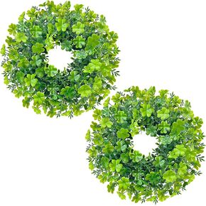 TURNMEON 2 Pack St. Patrick's Day Shamrocks Wreath for Front Door St. Patrick's Day Decorations Lucky Clover Spring Summer Artificial Wreath St.Patrick's Day Party Decor Outdoor Indoor Home Porch Wall in Saudi Arabia