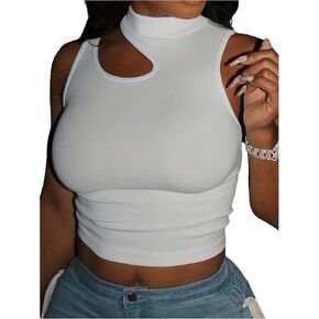 SOLY HUX Women's Plus Size Cut Out Tank Top Mock Neck Sleeveless Summer Crop Tops