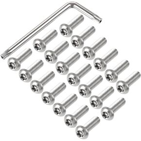 uxcell M8x25mm Torx Security Machine Screw, 20pcs Pan Head Screws Inside Column, with T40 L-Type Wrench, 304 Stainless Steel Fasteners Bolts