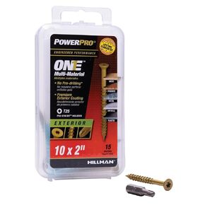 Power Pro Premium One Multi-Material Flat Head Screws, Epoxy Coated Steel, Fasten in Wood, Metal, Concrete, Drywall and Plastic, Bronze, #10 x 2 inches, Box of 15 Screws