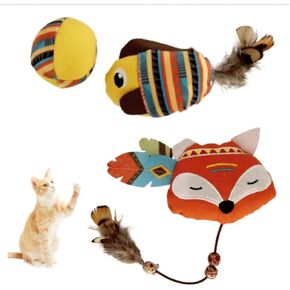 Chicken & Cactus & OWL Catnip Toy Sets for Cats & Kittens, Fun & Stimulating - Multiple Colors & Styles (Animal Print)