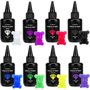 JDiction UV Resin, 8 Colors-240g UV Resin Odorless and Hard Rainbow UV Resin Kit for Jewelry Making, Colored Resin Casting and Coating, Crafts and Decoration