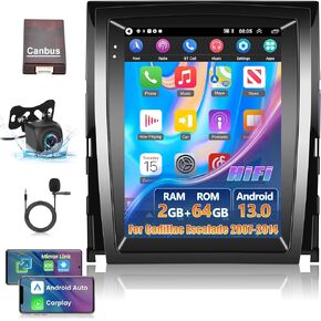[2+64G] Car Radio for Cadillac Escalade 2007-2014 - 9.7 Inch Touchscreen Android 13 HiFi Audio - Wireless Carplay and Android Auto/HiFi/GPS/WiFi/Mirror Link/SWC + AHD Backup Camera + Canbus