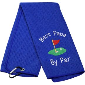 LEVLO Dad Golf Towel Embroidered Golf Towel Gift Golf Father Gift Best Papa/Pops/Grampy/Papaw/Opa by Par Golf Towel with Clip (Best Grampy-2)