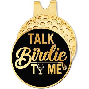 Talk Birdie to Me Black Gold Golf Ball Marker with Hat Clip, Funny Golf Accessories and Golf Gifts for Men Women Dad Grandpa, Birthday for Golfer Golf Lover Golf Fan(GM130)