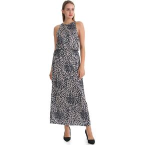 Leadtex Women's Leopard and Zebra Print Empire Elastic Waist Summer Maxi Dress and Rompers for Party and Casual Wear.