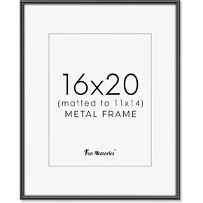 Fun Memories 8x10 Picture Frame Black, Aluminum Picture Frame 8"x10" Tempered Real Glass, Modern 8 x 10 Metal Frame with Mat for 5 x 7, 8 by 10 Frame with Stand for Tabletop Display