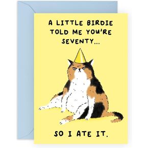 CENTRAL 23 70th Birthday Cards For Men Women - Seventieth Birthday Card For Mom Dad Grandma Grandpa - Funny Cat Bday Card - Comes With Fun Stickers - Made In The UK