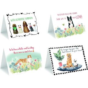 Red Door Inspirations Dog Sympathy and Cat Sympathy, Sorry for your loss cards. 20 cards and envelopes - Made in the USA! (Variety Pack Pet Sympathy Card - 4 Designs)