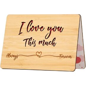 Wood Anniversary Card, Romantic Birthday Card for Husband Wife, I Love You This Much Anniversary Cards for Boyfriend Girlfriend Her Him, Best Wedding Anniversary Card Gifts