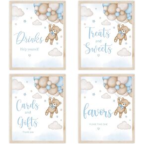 4PCS Bear Table Sign Centerpieces for We Can Bearly Wait Baby Shower Decorations Bear Birthday Decorations Party Supplies(8x10in)