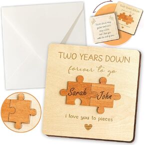 2nd Anniversary Card for Girlfriend Boyfriend - 2 Year Wedding Anniversary Cards for Wife Husband, Best 2 Year Wood Gifts for Him Her, Two Year Gift Anniversary, Couple Second Anniversary