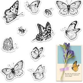 Dragonfly Clear Stamps for Card Making Decoration Scrapbooking Supplies, Flowers Background Clear Stamps Animals Background Transparent Rubber Stamps for Paper Card Photo Album Crafting Supplies