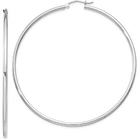925 Sterling Silver 2mm Hoop Earrings - 67mm x 65mm