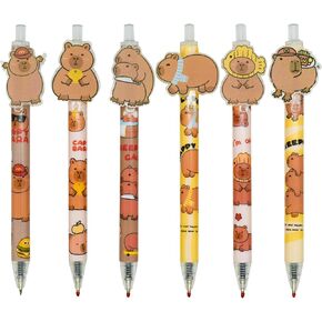 12PCS Adorable Capybara Pens Novelty Animal Pens Cartoon Retractable gel Pen Roller ball Black Ink For School Supplies Office Party Birthday.