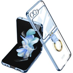 Case for Samsung Galaxy Z Flip 5 with Ring, Ultra-Thin Luxury Scratch-Resistant Hard Case (Black)
