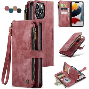 iPhone 13 5G Case,iPhone 13 5G Wallet Case with Card Holder Kickstand Magnetic Zipper Pocket Lanyard Strap Wristlet,Leather Flip Case Wallet for iPhone 13 5G 6.1 Inch(Black)