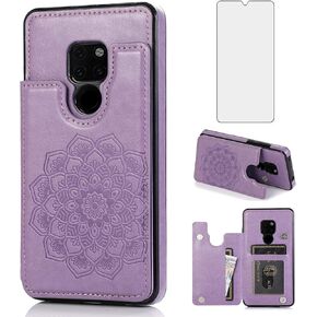 Asuwish Phone Case for Huawei Mate 20 with Tempered Glass Screen Protector and Wallet Cover Leather Flip Credit Card Holder Stand Mobile Rugged Slot Cell Accessories Hawaii Mate20 P20 Women Men Blue