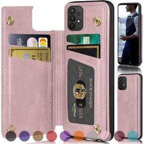 SUANPOT【RFID Blocking for Samsung Galaxy A32 5G Wallet case with Credit Card Holder,Flip Book PU Leather Phone case Shockproof Cover Cellphone Women Men for Samsung A32 5G case Wallet (Blue)