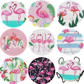 JeCuiK 8Pcs Diamond Painting Coasters Flip Flops DIY Diamond Art Coasters with Holder Diamond Coasters Funny Diamond Painting Kits for Adults Beginner Art Crafts Supplies