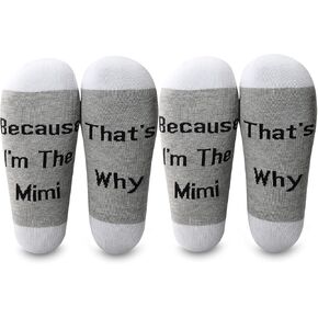 LEVLO Mother’s Day Because I'm The Mimi That's Why Socks Mother Birthday Gifts (2 Pairs-Mid Calf-Mimi)