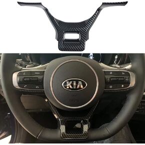 غطاء ديكور داخلي لعجلة القيادة من ألياف الكربون لملحقات Kia K5 GT GT-Line 2020 2021 2022 2023 (ليس لطراز LX LXS و EX)