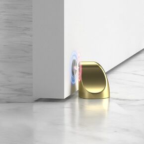 COMFORT DOOR Magnetic Door Stopper for Bottom of Door | Door Catch | No Drilling | Door Holder Floor Mount | Wall Protector | Small | Strong Adhesive | for Home, Bedroom, Office, Kitchen | Gold