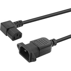YACSEJAO IEC C14 to C13 Panel Mount Power Cable, 250V 10A C14 Male to IEC 320 C13 Female 90 Degree PDU Style Computer Extension Cord for PC HDTV Monitor and Scanner, 1.5M