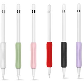 Mizi [6 Pack] Apple Pencil Silicone Comfort Grip Holder Compatible with Apple Pencil Pro (2024), USB-C (2023), 2nd & 1st Generation - (White, Pink, Green, Purple, Red, Black)