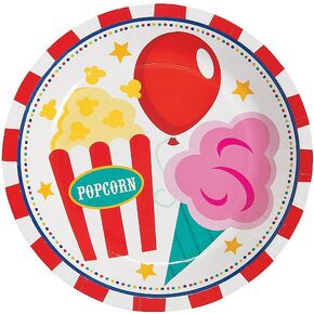 Fun Express - Carnival Dessert Plates for Birthday - Party Supplies - Print Tableware - Print Plates & Bowls - Birthday - 8 Pieces