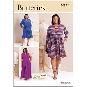 Butterick Women's Knit Dresses Sewing Pattern Kit by Palmer/Pletsch, Design Code B6941, Sizes 20W-22W-24W-26W-28W