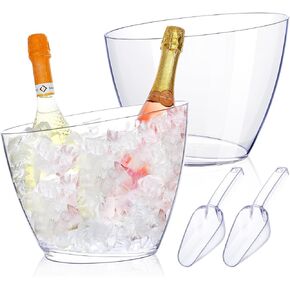 2 قطعة دلو ثلج للحفلات الشمبانيا مشروبات النبيذ دلو للكوكتيل ميموزا بار البلاستيك حوض البيرة الأكريليك مع المجارف (4.5 لتر) in Kuwait