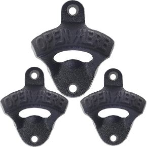 Rustic Wall Mounted Soda Bottle Opener Cast Iron Beer Cap Opener Antique Copper for Wooden Cooler Table Post (Pack of 3)