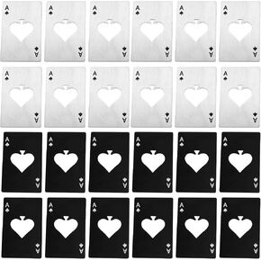 50 Pieces Poker Card Bottle Openers Groomsmen Ace of Spades Bottle Opener Stainless Steel Beer Bottle Opener for Your Wallet and Pocket, Nice for Groomsmen Present, Black, Silver
