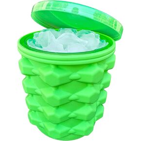 The Ultimate Ice Cube Maker Silicone Bucket with Lid Makes Small Size Nugget Ice Chips for Soft Drinks, Cocktail Ice, Wine On Ice, Cylinder Ice Trays, Crushed Ice Cup Maker Mold, Ice Holder