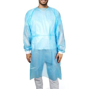 مساعدة المرضى، 20 حزمة من ملابس الوقاية الشخصية العازلة التي يمكن التخلص منها، مسجلة لدى إدارة الغذاء والدواء، المستوى 2، PP+PE، 40 جرامًا للمتر المربع، ربطة عنق مزدوجة كاملة الظهر، 55 بوصة طول، جودة المستشفى in Kuwait