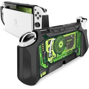 Mumba Dockable Case for Nintendo Switch OLED 2021, [Blade Series] TPU Grip Protective Cover Accessories Compatible with Nintendo Switch OLED 7 Inch and Joy-Con Controller (Green)