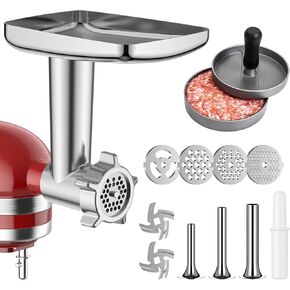 Metal Food Grinder Attachment for KitchenAid Stand Mixers HOZODO Meat Grinder, Sausage Stuffer, Great Attachment for KitchenAid Mixers, Including 3 Sausage Stuffer Accessory, Kitchen aid Meat Grinder
