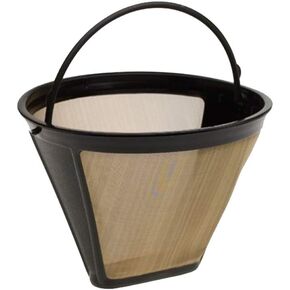 فلتر قهوة Delibru Gold Tone #2 على شكل مخروطي قابل لإعادة الاستخدام لصانعي القهوة DCC-450 Cuisinart، يناسب معظم العلامات التجارية لصانعي القهوة ذات السلة 4-5 أكواب