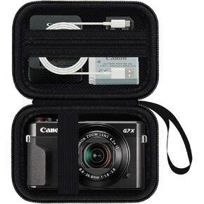 Camera Case for Canon PowerShot G7 X Mark II/ G7X Mark III/ G9 X Mark II Digital Camera, 4K Vlogging Camera Protective Cover Hard Travel Storage Bag, Mesh Pocket fits Cable, Batteries, Black
