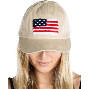 Funky Junque Hats for Women Baseball Caps Cute Terry Cloth American Flag Patch Vintage Low Profile Classic Dad Hat