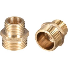 uxcell Brass Male to Male Straight Pipe Reducing Hex Fitting G1/2 x G3/4 Male Connector 2pcs