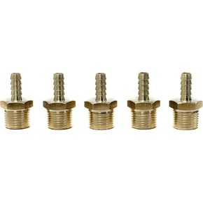 LTWFITTING Brass Barb Fitting Coupler/Connector 1/4-Inch Hose ID x 1/2-Inch Male NPT Fuel(Pack of 5)