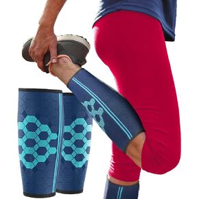 Sparthos Calf Compression Sleeves (Pair) – Leg Compression Socks for Men and Women – Shin Splint Calf Pain Relief Air Travel Flight Nurses Maternity Basketball Football Soccer (Black-XL)