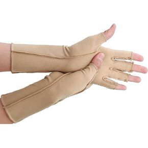 Compression Arthritis Gloves, Rheumatoid Pain Relief Compression Gloves for Women & Men, Premium Fingerless Circulation Gloves for Arthritis & Joint Pain, Swelling, Tendonitis, 1 Pair Beige M