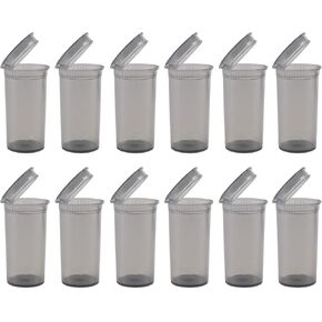 12 Pack Empty Plastic Pill Bottles with Caps, Airtight Multi-Purpose 13 Dram Pill Container with Pop Top Caps for Medicines, Supplements, or Any Small Items (Pink Transparent)