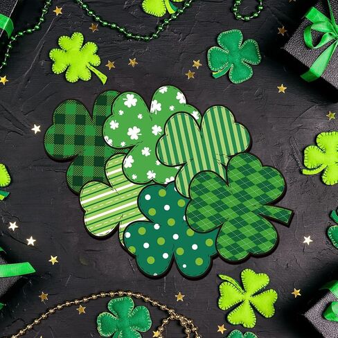 St Patrick's Day Front Door Sign Wooden Shamrocks Plaque Wreath Ornament Irish Hanging Welcome Board Spring Home Wall Green Lucky Shamrock Truck Decoration (Plaid Shamrock,13 x 9.3 Inch) in Saudi Arabia