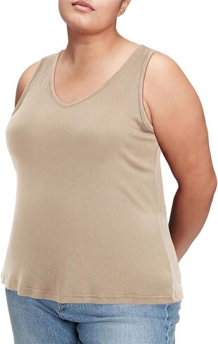 قمصان علوية بدون أكمام للسيدات بمقاسات كبيرة ورقبة على شكل V وقمصان صيفية متماسكة مضلعة بدون أكمام وقمصان أساسية بمقاس نحيف in Kuwait