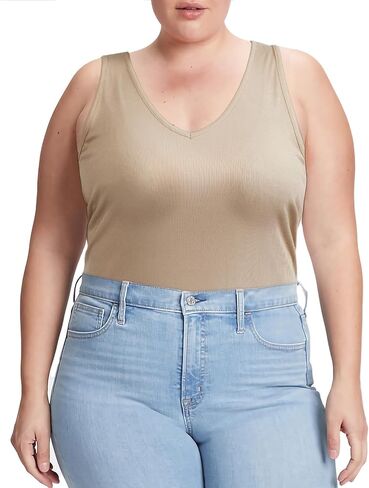 قمصان علوية بدون أكمام للسيدات بمقاسات كبيرة ورقبة على شكل V وقمصان صيفية متماسكة مضلعة بدون أكمام وقمصان أساسية بمقاس نحيف in Kuwait